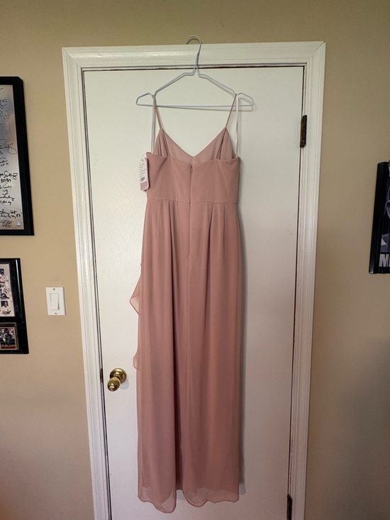 Elegant Blush Pink Spaghetti Strap Maxi Bridesmaid Dress
